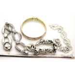 Five sterling silver bracelets including a gilt washed example, total weight 100g. P&P Group 1 (£