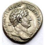 Roman Silver Denarius of Hadrian with COSIII reverse. P&P Group 1 (£14+VAT for the first lot and £