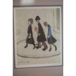 LS Lowry print, The Family, with gallery blind stamp, 21 x 26 cm. This lot is not available for in-