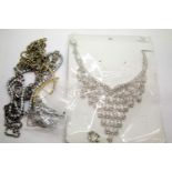 Vintage and contemporary diamonte costume necklaces and earrings. P&P group 1 (£14 for the first lot