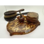 Dressing table set in faux tortoiseshell with a glass atomiser. P&P Group 2 (£18+VAT for the first