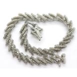 Diamond set silver bracelet, L: 19 cm, 15g, one link damaged. P&P Group 1 (£14+VAT for the first lot