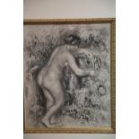 Gilt framed and glazed original copper plate engraving Renoir, with CoA, 20 x 24 cm. This lot is not
