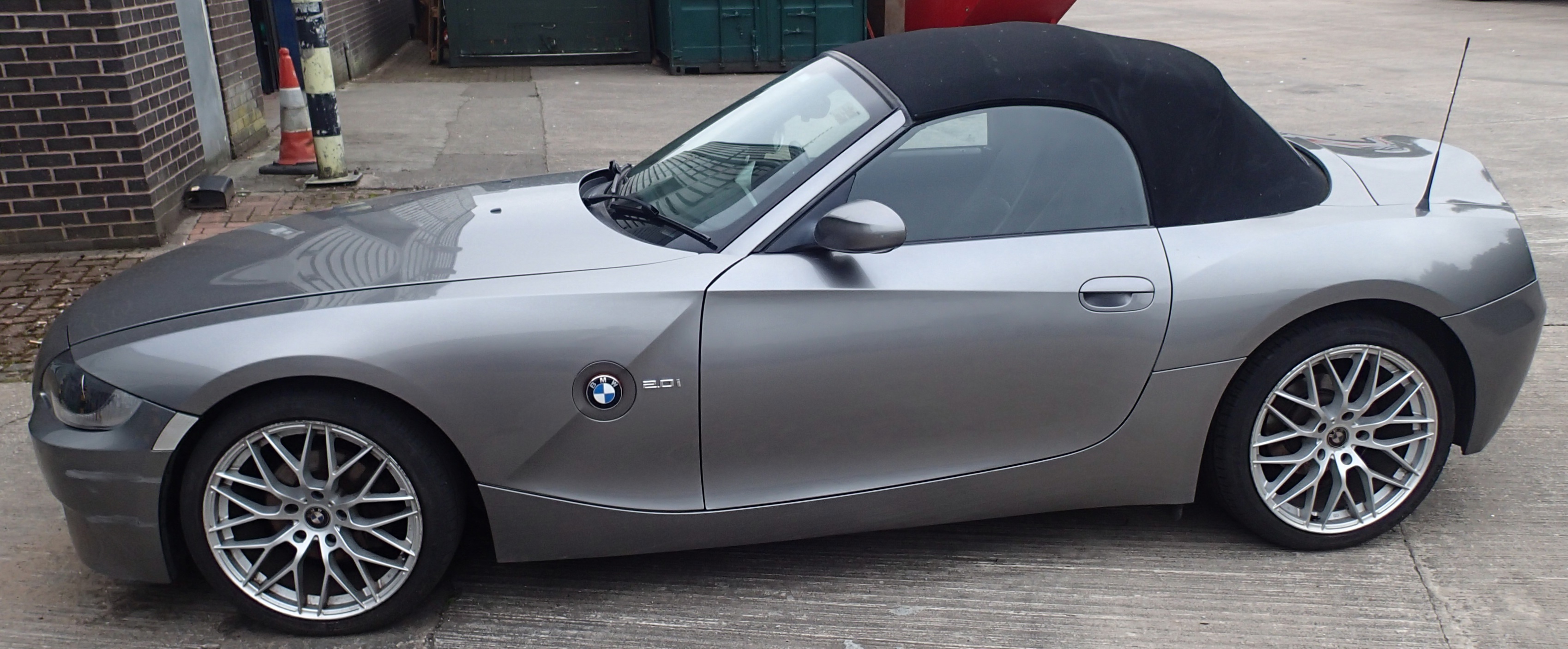 2005 BMW Z4 2.0 petrol convertible in grey, black leather interior. Registration MJ55 GAL. MOT until