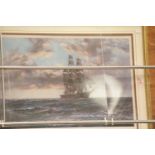 Montague Dawson signed print "The Tall Ship - Clipper Kaisou" framed and glazed, 75 x 50 cm. This