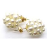 Pair of 14ct gold pearl cluster earring studs. P&P Group 1 (£14+VAT for the first lot and £1+VAT for