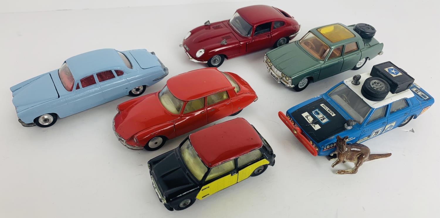 6x Corgi Toys Diecast Models - Including: Hillman Hunter (Including Kangaroo), Jaguar E Type etc -