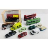 12x N Gauge Diecast Vehicles - Including Buses, Fire Engine, Ambulance etc - 11x Unboxed, 1x