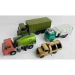 4x Dinky Toys Trucks - Including Refuse Track & Army etc - All Unboxed. P&P Group 1 (£14+VAT for the