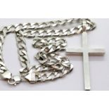 Sterling silver solid vintage 1973 Priests cross on heavy sterling silver curb chain, both pieces