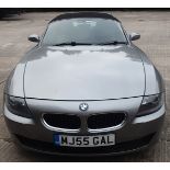 2005 BMW Z4 2.0 petrol convertible in grey, black leather interior. Registration MJ55 GAL. MOT until