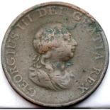 1799 - Copper Half Penny of Mad King George III. P&P Group 1 (£14+VAT for the first lot and £1+VAT