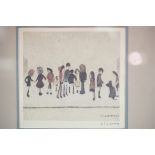LS Lowry print, group of Children scene, signed in pencil, 19 x 18 cm. This lot is not available for