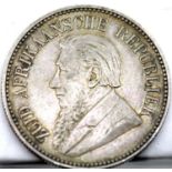 1896 Silver Shilling of South Africa - depiction of Kruger Obverse. P&P Group 1 (£14+VAT for the