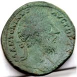 Roman Bronze AE1 - Sestertius of Marcus Aurelius ; seated deity reverse. P&P Group 1 (£14+VAT for