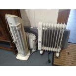 Three heaters and a cooler. This lot is not available for in-house P&P.