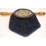 Vintage ecclesiastical church collection pouch with double handles and bronze mounts. P&P Group