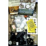 Box of pocket watch faces and spare parts. P&P Group 2 (£18+VAT for the first lot and £3+VAT for