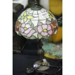 Tiffany style lamp and shade, H: 44 cm. Not available for in-house P&P.