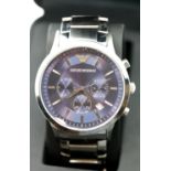 Emporio Armani boxed wristwatch (requires battery). P&P Group 1 (£14+VAT for the first lot and £1+