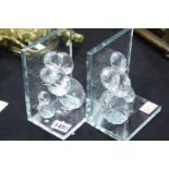 Pair of Julien Macdonald large glass crystal bookends. H: 17 cm. P&P Group 3 (£25+VAT for the
