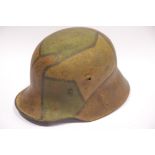 German WWI type Stahlhelm camo helmet with liner. P&P Group 3 (£25+VAT for the first lot and £5+