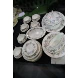 Royal Worcester June Garland design dinner service of 40 pieces, including oval meat dish, covered