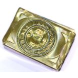Brass trench art matchbox case. P&P Group 1 (£14+VAT for the first lot and £1+VAT for subsequent