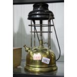 Early brass Tilley lamp, H: 34 cm. P&P Group 3 (£25+VAT for the first lot and £5+VAT for