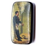 Antique papier mache snuff box. P&P Group 1 (£14+VAT for the first lot and £1+VAT for subsequent