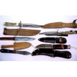 Six sheath knives including William Rogers and an Original Bowie Knife. P&P Group 2 (£18+VAT for the