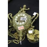 Heavy cast brass wall clock with German movement A/F. D: 15 cm. P&P Group 3 (£25+VAT for the first