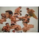 Muhammad Ali print on fabric. Not available for in-house P&P.