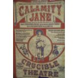 Vintage Calamity Jane poster with multiple cast signatures. Not available for in-house P&P.