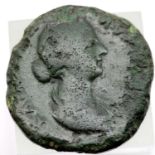 Roman bronze sestertius of Faustina. P&P Group 1 (£14+VAT for the first lot and £1+VAT for