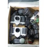 Collection of Pentax cameras and lenses including ME Super, SP1000, SA1, P30T and P30N. P&P Group