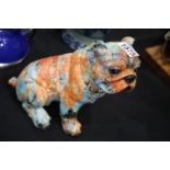Coloured seated bulldog figurine, H: 22 cm. P&P Group 3 (£25+VAT for the first lot and £5+VAT for