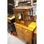 Nest of three three graduated oak occasional tables. Not available for in-house P&P.