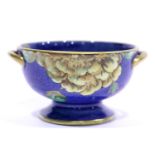 Maling painted and gilt twin handled footed bowl, D: 10.5 cm. P&P Group 1 (£14+VAT for the first lot