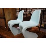 Two Vier Panton Vitra childs chairs in blue. This lot is not available for in-house P&P.
