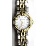 Ladies Maurice Lacroix two tone dress watch with mother of pearl and stainless steel and gold
