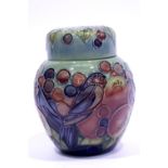 Small Moorcroft birds and fruit ginger jar. P&P Group 2 (£18+VAT for the first lot and £3+VAT for