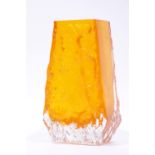 Whitefriars tangerine coffin vase, H: 14 cm. P&P Group 1 (£14+VAT for the first lot and £1+VAT for