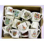 25 Crested ware three handled tygs, mixed makers. P&P Group 3 (£25+VAT for the first lot and £5+