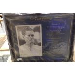 Framed signed limited edition portrait of Sir Tom Finney, Preston and England by Gillian Lilley.