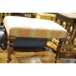 Victorian dressing stool raised on four turned legs, more recently upholstered. Not available for