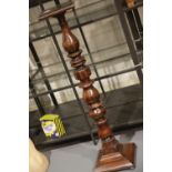 A substantial Victorian turned torchere stand. Not available for in-house P&P.