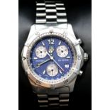 Tag Heuer Professional 200m divers chronograph stainless steel wristwatch with blue dial. P&P