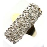 Gold plated silver ring set with baguette diamonds, size P, 5.4g. P&P Group 1 (£14+VAT for the first