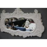 Large fancy wall mirror with plaster surround. L: 110 cm. Not available for in-house P&P.